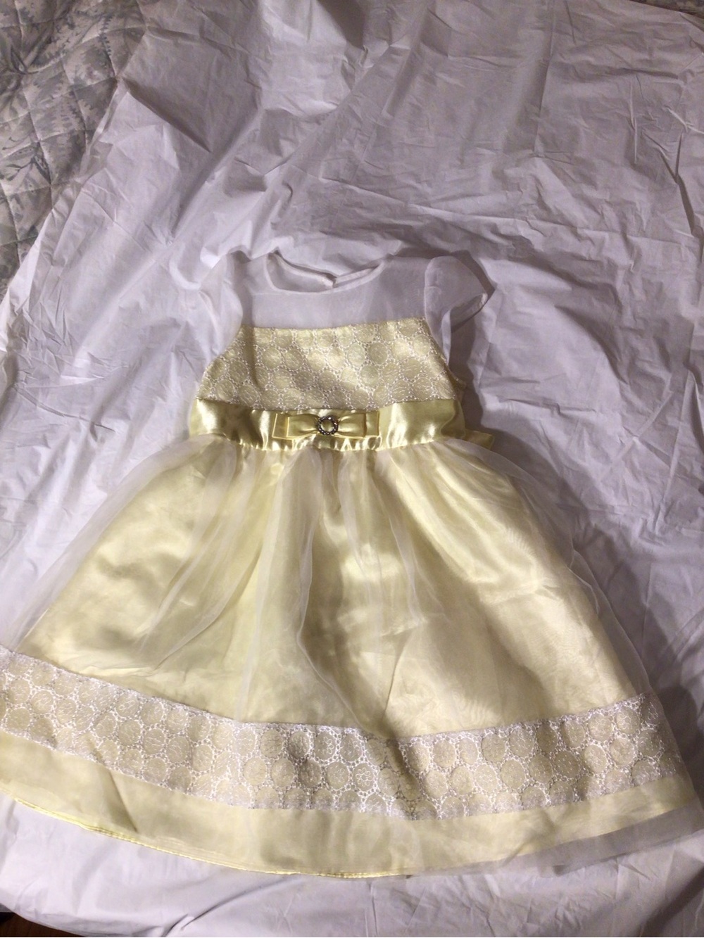 Jona Michelle Pale Yellow Satin & Tulle Flower Girl Dress